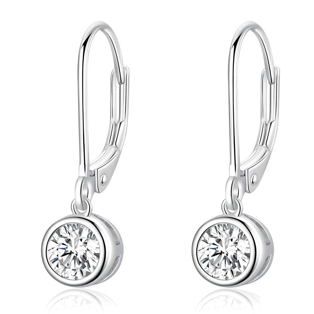 Pendientes de Gota con Engaste <myexti><span>Plata de Ley 925, chapada en oro blanco, con circonitas</span></myexti>