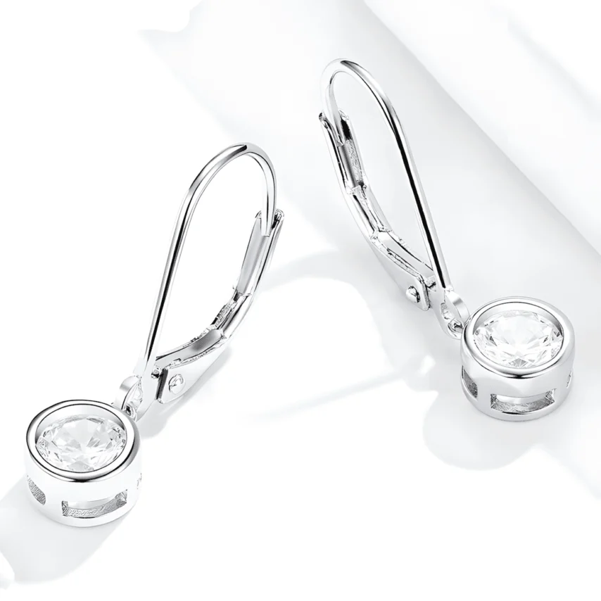Pendientes de Gota con Engaste <myexti><span>Plata de Ley 925, chapada en oro blanco, con circonitas</span></myexti> - Imagen 3