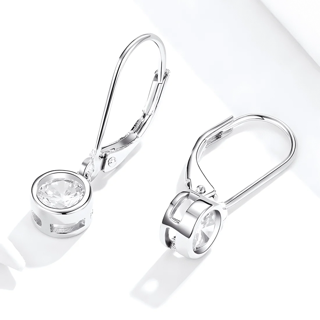 Pendientes de Gota con Engaste <myexti><span>Plata de Ley 925, chapada en oro blanco, con circonitas</span></myexti> - Imagen 4