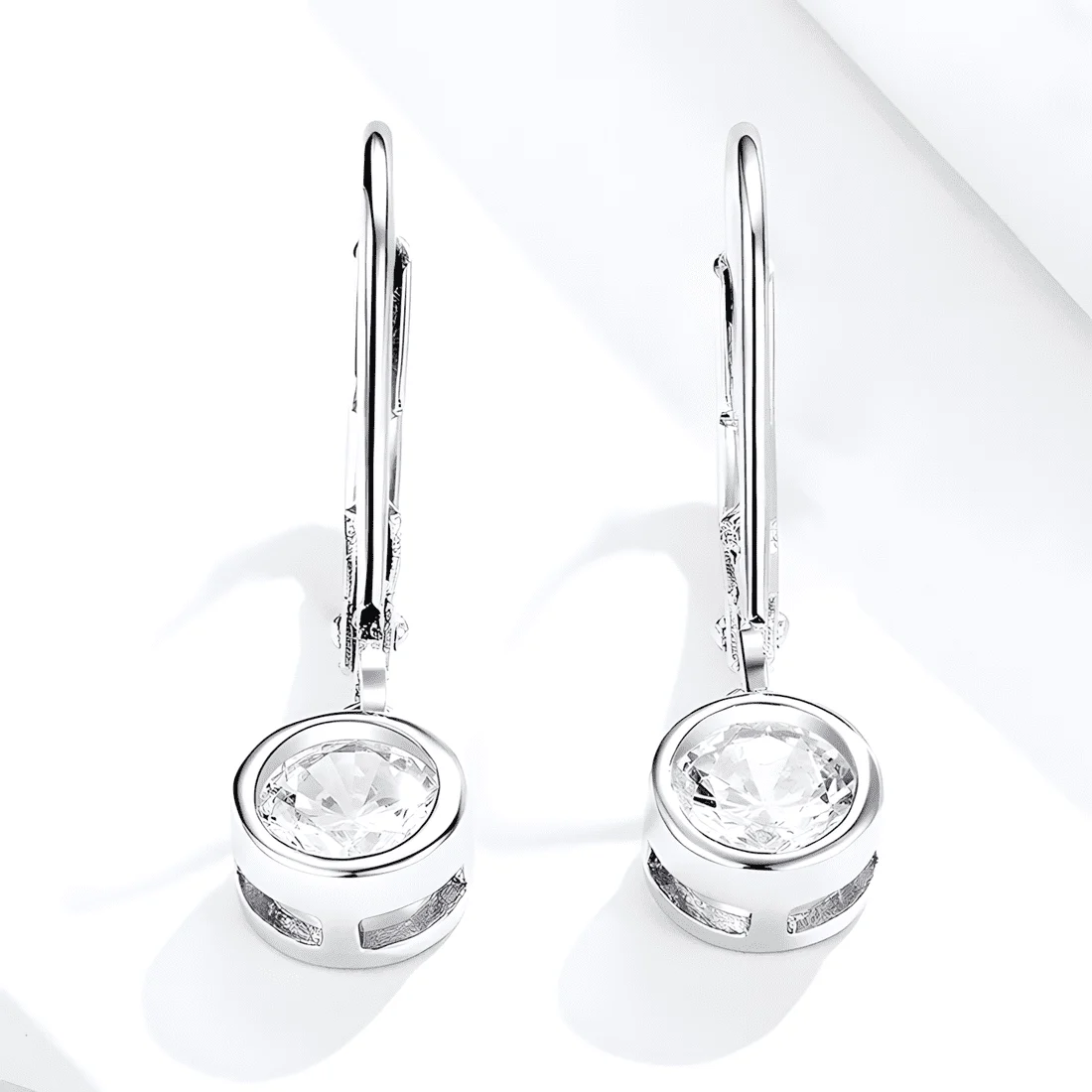 Pendientes de Gota con Engaste <myexti><span>Plata de Ley 925, chapada en oro blanco, con circonitas</span></myexti> - Imagen 5