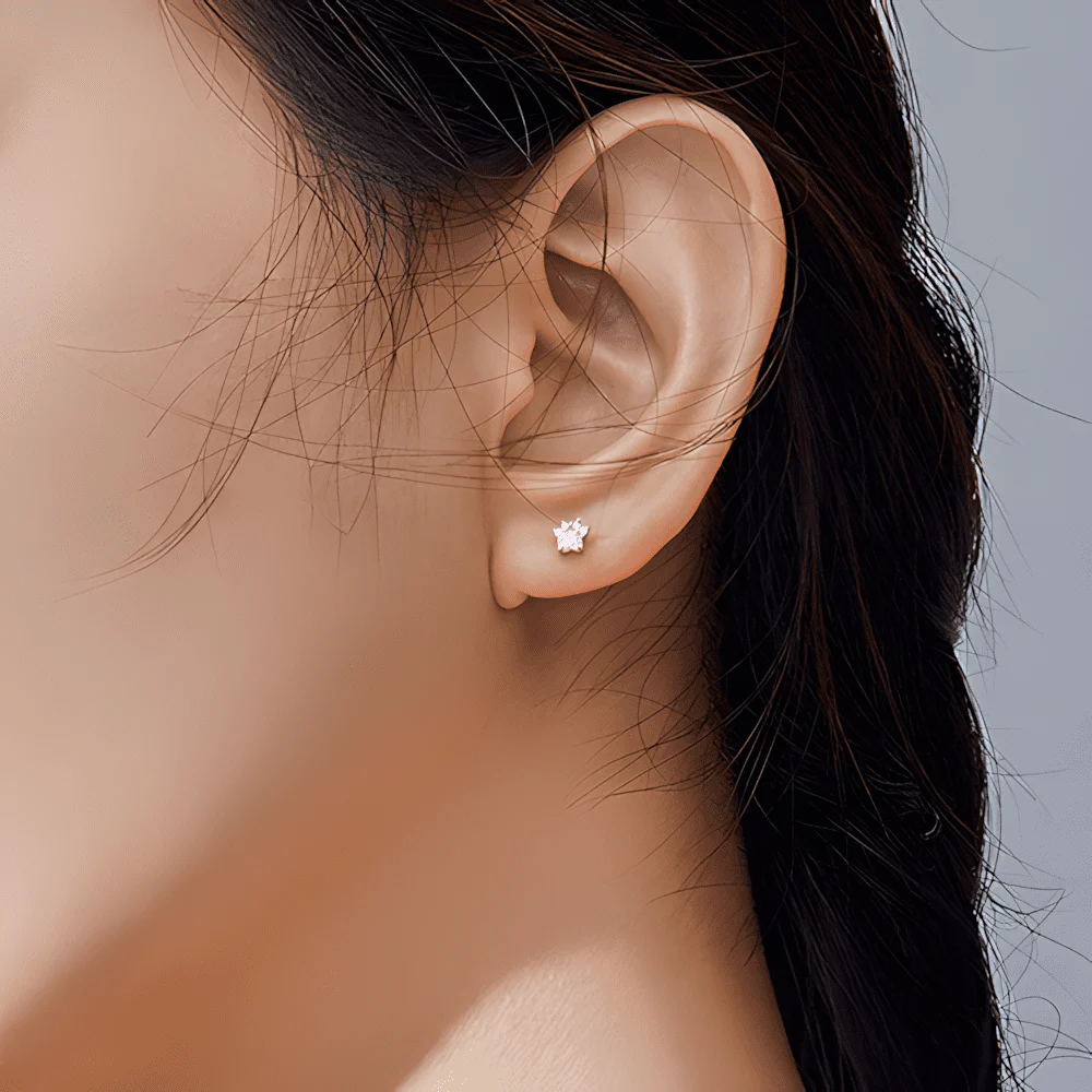 Pendientes de Botón Patas Brillantes <myexti><span>Plata de Ley 925, chapada en oro blanco, con circonitas rosas</span></myexti> - Imagen 2