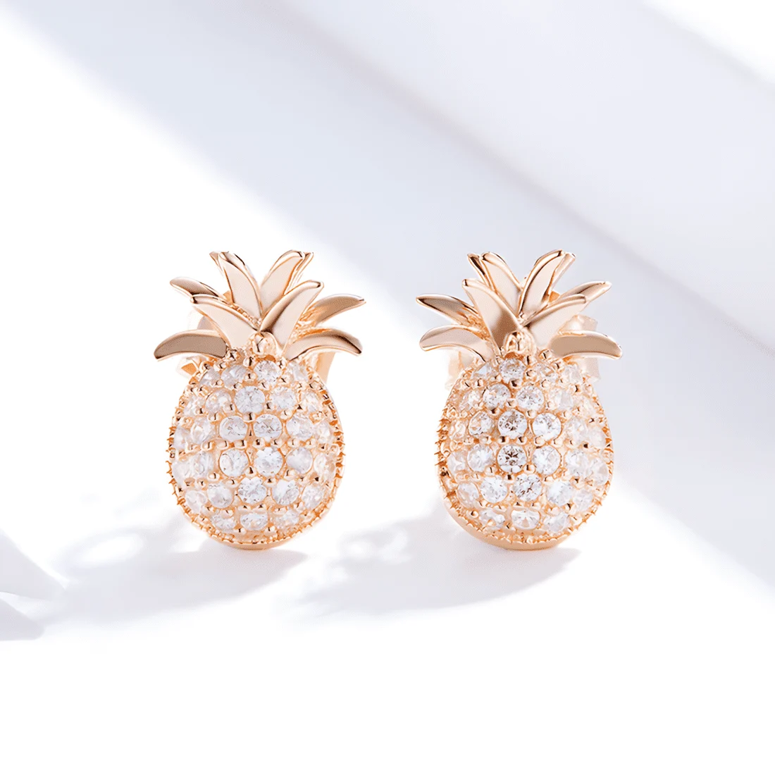 Pendientes de Botón Piña <myexti><span>Plata de Ley 925, chapada en oro rosa, con circonitas</span></myexti> - Imagen 3