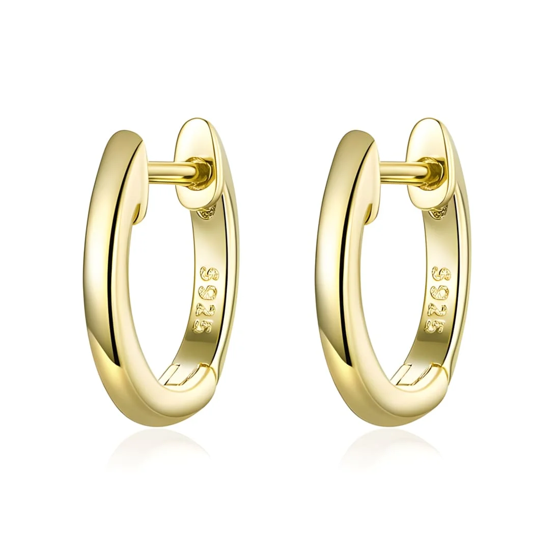 Pendientes de Aro Liso <myexti><span>Plata de Ley 925, chapada en oro amarillo</span></myexti>