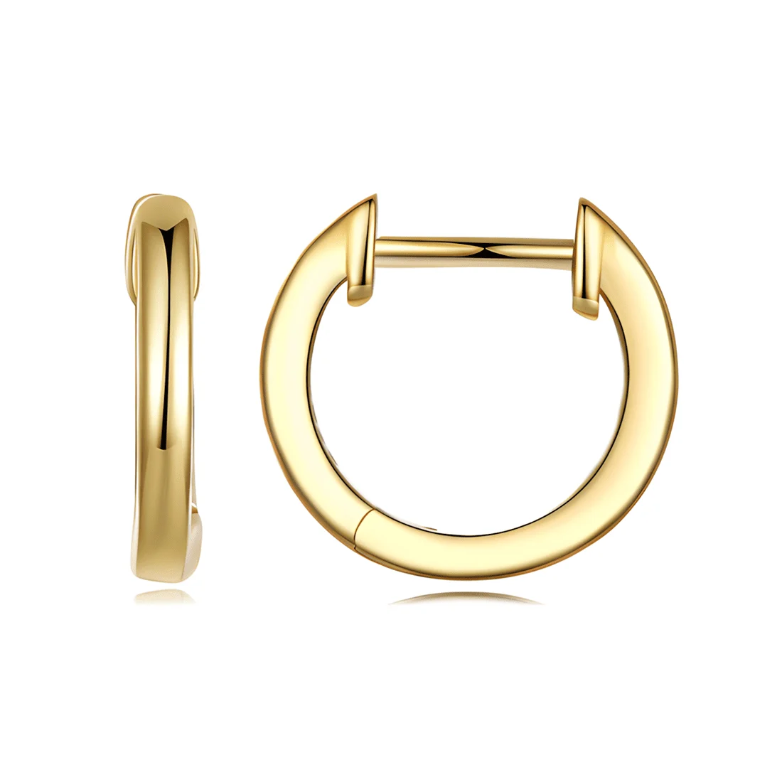 Pendientes de Aro Liso <myexti><span>Plata de Ley 925, chapada en oro amarillo</span></myexti> - Imagen 3