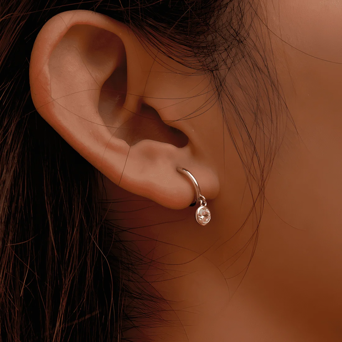 Pendientes de Gota Solitaire <myexti><span>Plata de Ley 925, chapada en oro blanco, con colgante de circonita redonda</span></myexti> - Imagen 2