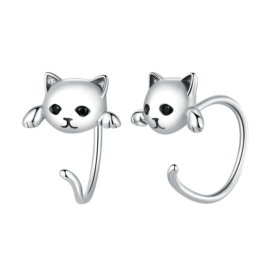 Pendientes de Botón Gatos <myexti><span>Plata de Ley 925, chapada en oro blanco</span></myexti>