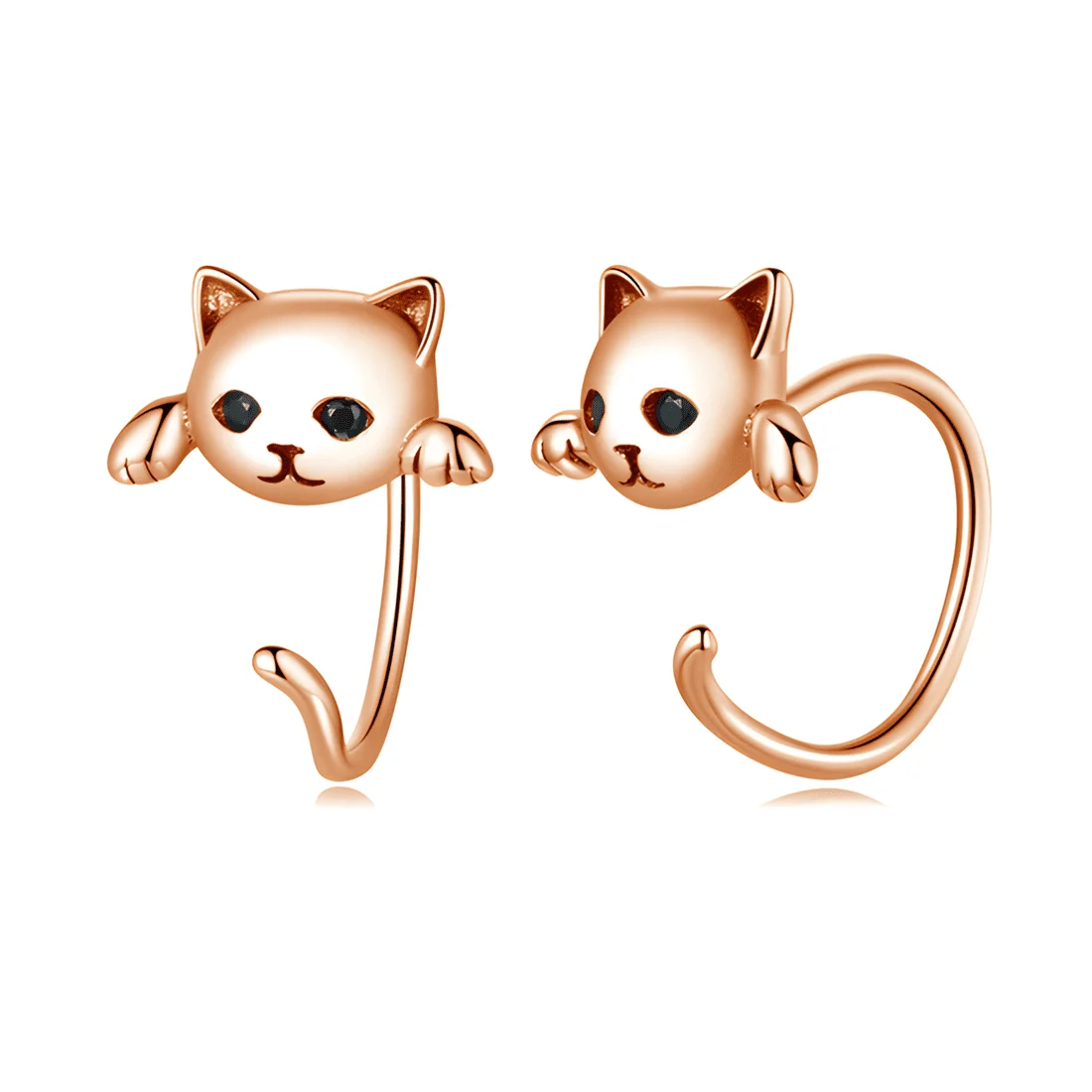 Pendientes de Botón Gatos <myexti><span>Plata de Ley 925, chapada en oro rosa</span></myexti>