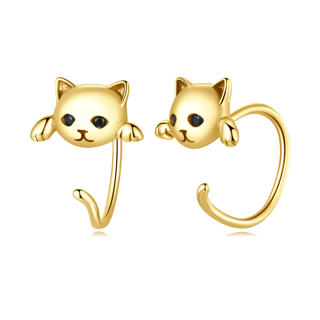 Pendientes de Botón Gatos <myexti><span>Plata de Ley 925, chapada en oro amarillo</span></myexti>