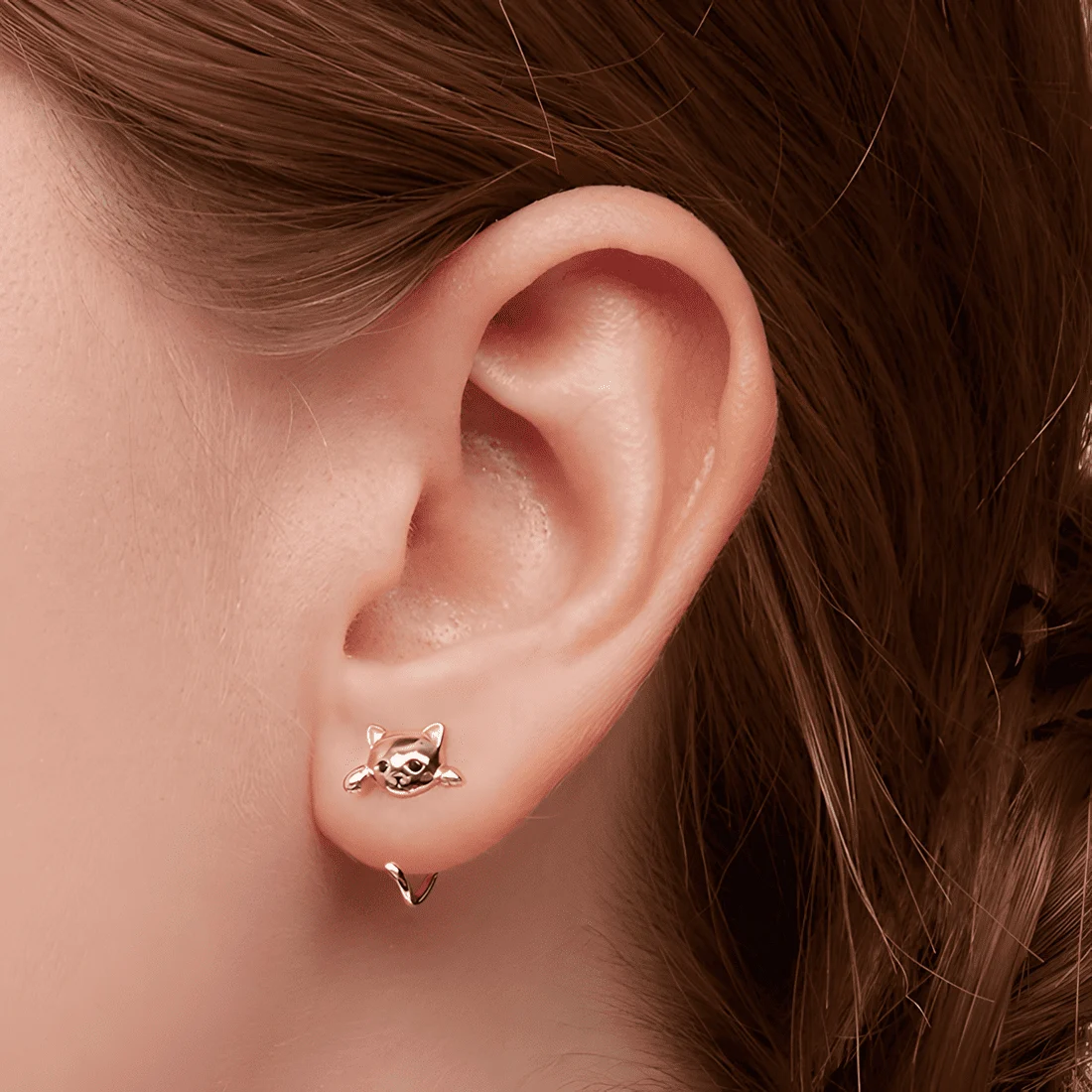 Pendientes de Botón Gatos <myexti><span>Plata de Ley 925, chapada en oro amarillo</span></myexti> - Imagen 2