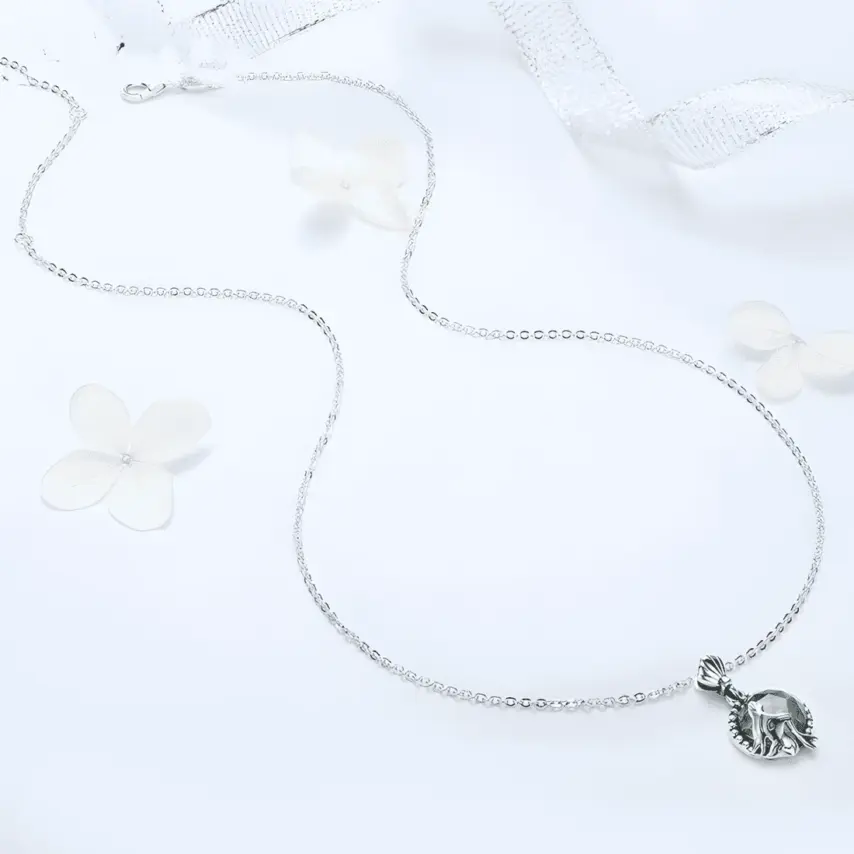 Collar Sirena <myexti><span>Plata de Ley 925, chapada en oro blanco, con cristal verde aqua</span></myexti> - Imagen 5
