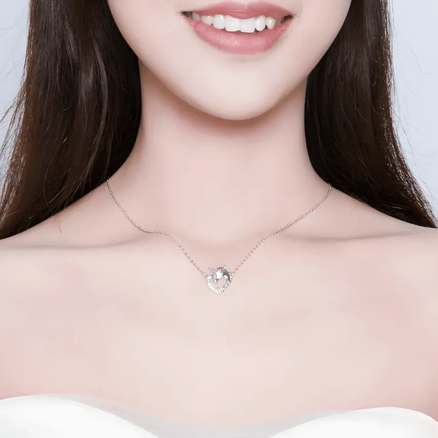 Collar Unicornio <myexti><span>Plata de Ley 925, chapada en oro blanco, con circonitas de colores</span></myexti> - Imagen 2