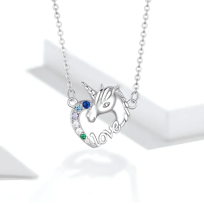 Collar Unicornio <myexti><span>Plata de Ley 925, chapada en oro blanco, con circonitas de colores</span></myexti> - Imagen 3