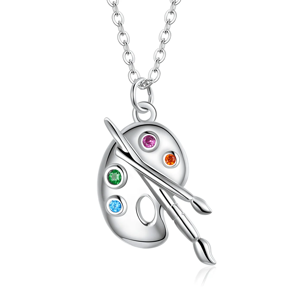 Collar Paleta de Colores <myexti><span>Plata de Ley 925, chapada en oro blanco, con circonitas de colores y longitud ajustable</span></myexti>