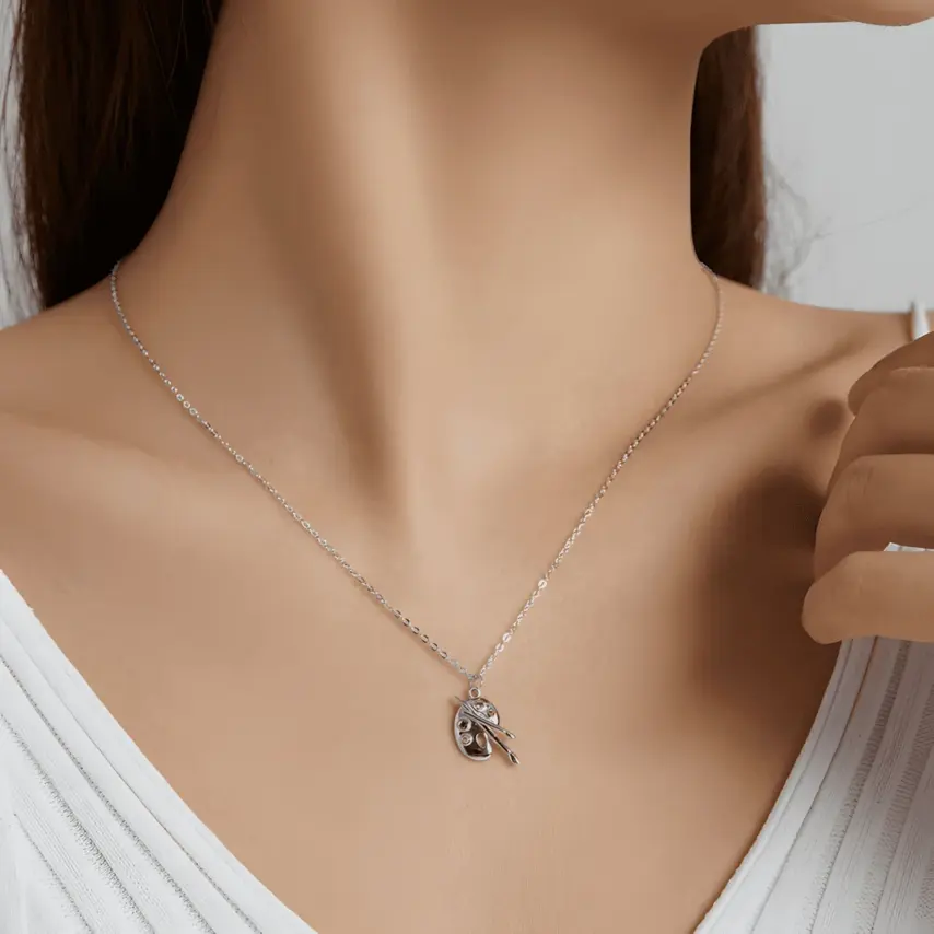 Collar Paleta de Colores <myexti><span>Plata de Ley 925, chapada en oro blanco, con circonitas de colores y longitud ajustable</span></myexti> - Imagen 2