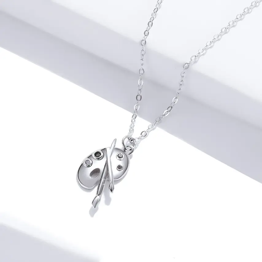 Collar Paleta de Colores <myexti><span>Plata de Ley 925, chapada en oro blanco, con circonitas de colores y longitud ajustable</span></myexti> - Imagen 3