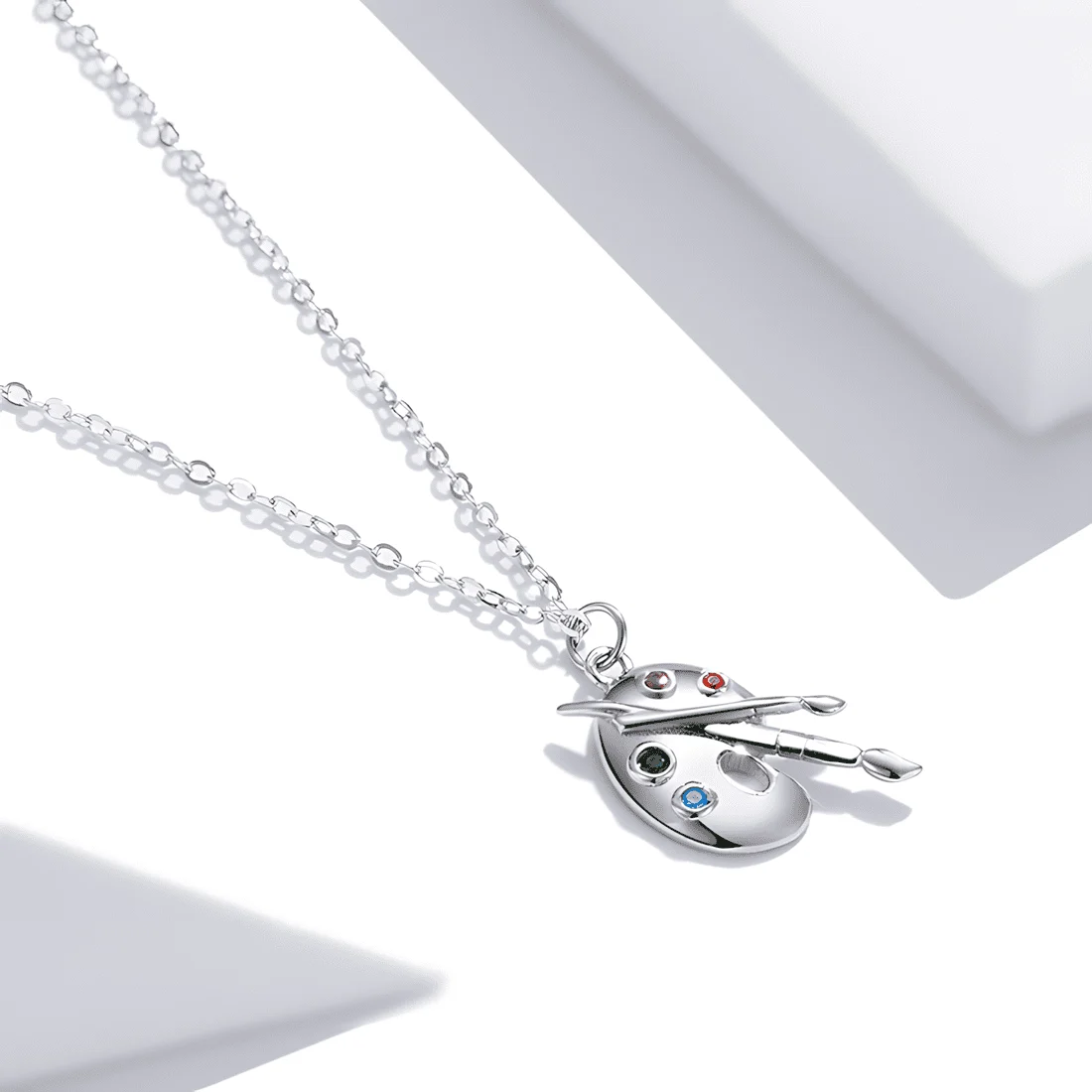 Collar Paleta de Colores <myexti><span>Plata de Ley 925, chapada en oro blanco, con circonitas de colores y longitud ajustable</span></myexti> - Imagen 4