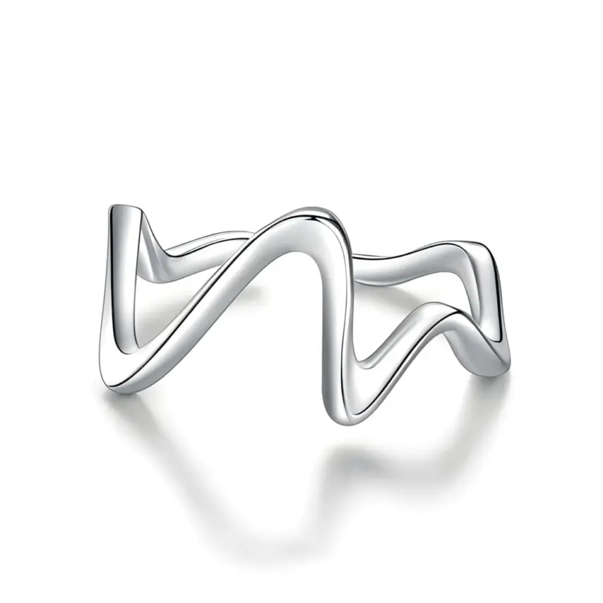 Anillo ECG <myexti><span>Plata de Ley 925, chapada en oro blanco - ajustable</span></myexti>