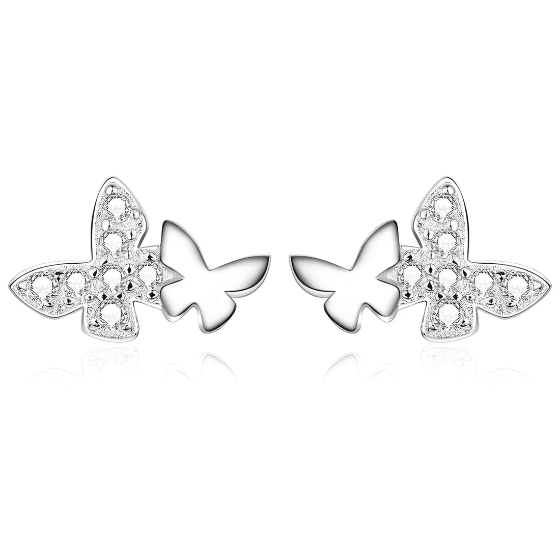 Pendientes de Botón Mariposas <myexti><span>Plata de Ley 925, chapada en oro blanco, con circonitas</span></myexti>