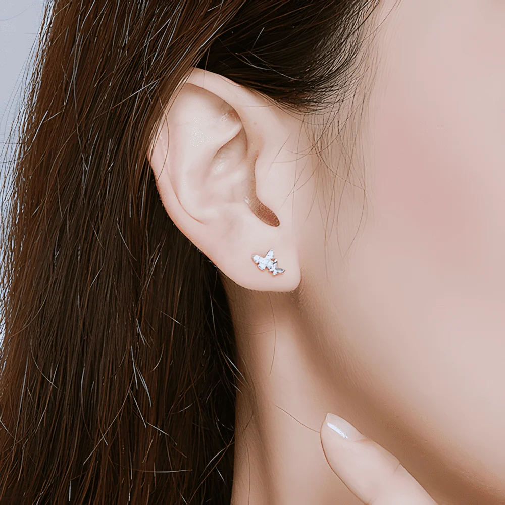 Pendientes de Botón Mariposas <myexti><span>Plata de Ley 925, chapada en oro blanco, con circonitas</span></myexti> - Imagen 2