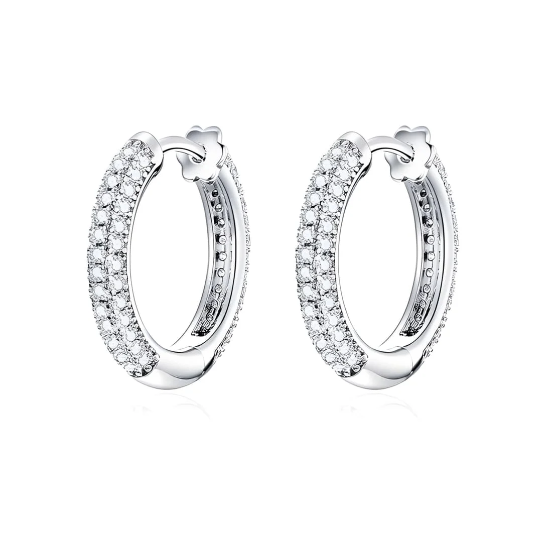 Pendientes de Aro Brillantes <myexti><span>Plata de Ley 925, chapada en oro blanco, con circonitas</span></myexti>