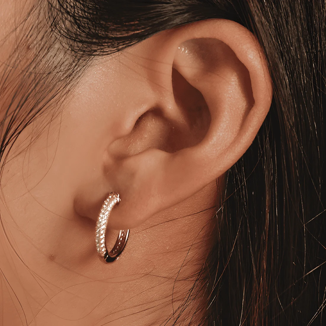 Pendientes de Aro Brillantes <myexti><span>Plata de Ley 925, chapada en oro blanco, con circonitas</span></myexti> - Imagen 2