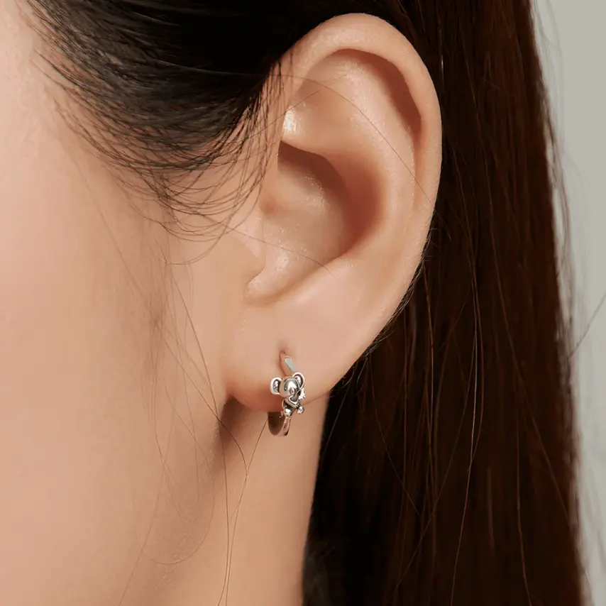 Pendientes de Aro Koala <myexti><span>Plata de Ley 925, chapada en oro blanco</span></myexti> - Imagen 2