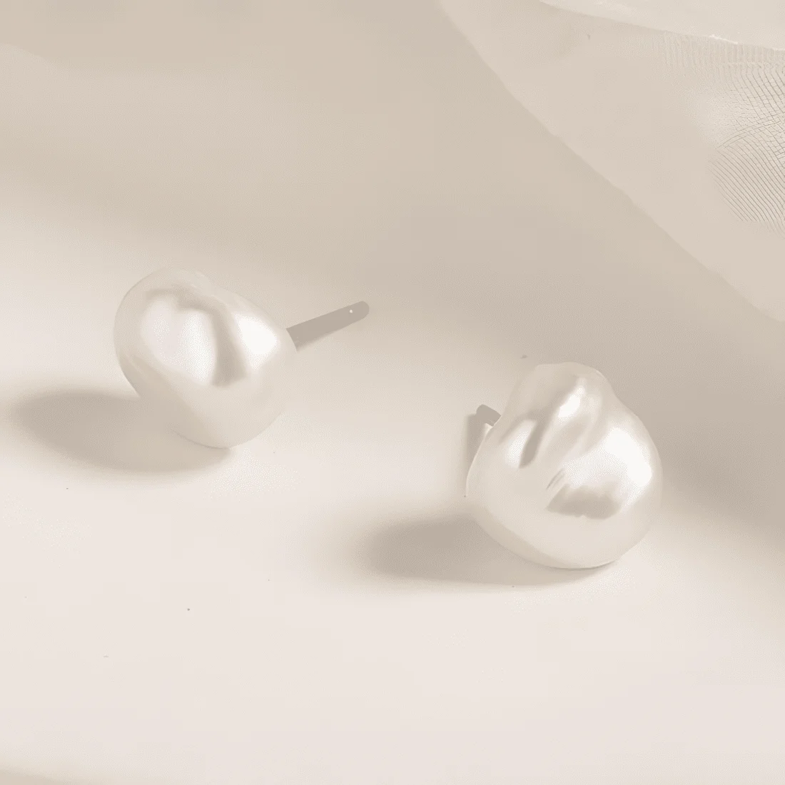 Pendientes de Botón con Perlas Barrocas <myexti><span>Plata de Ley 925, chapada en oro blanco</span></myexti> - Imagen 2