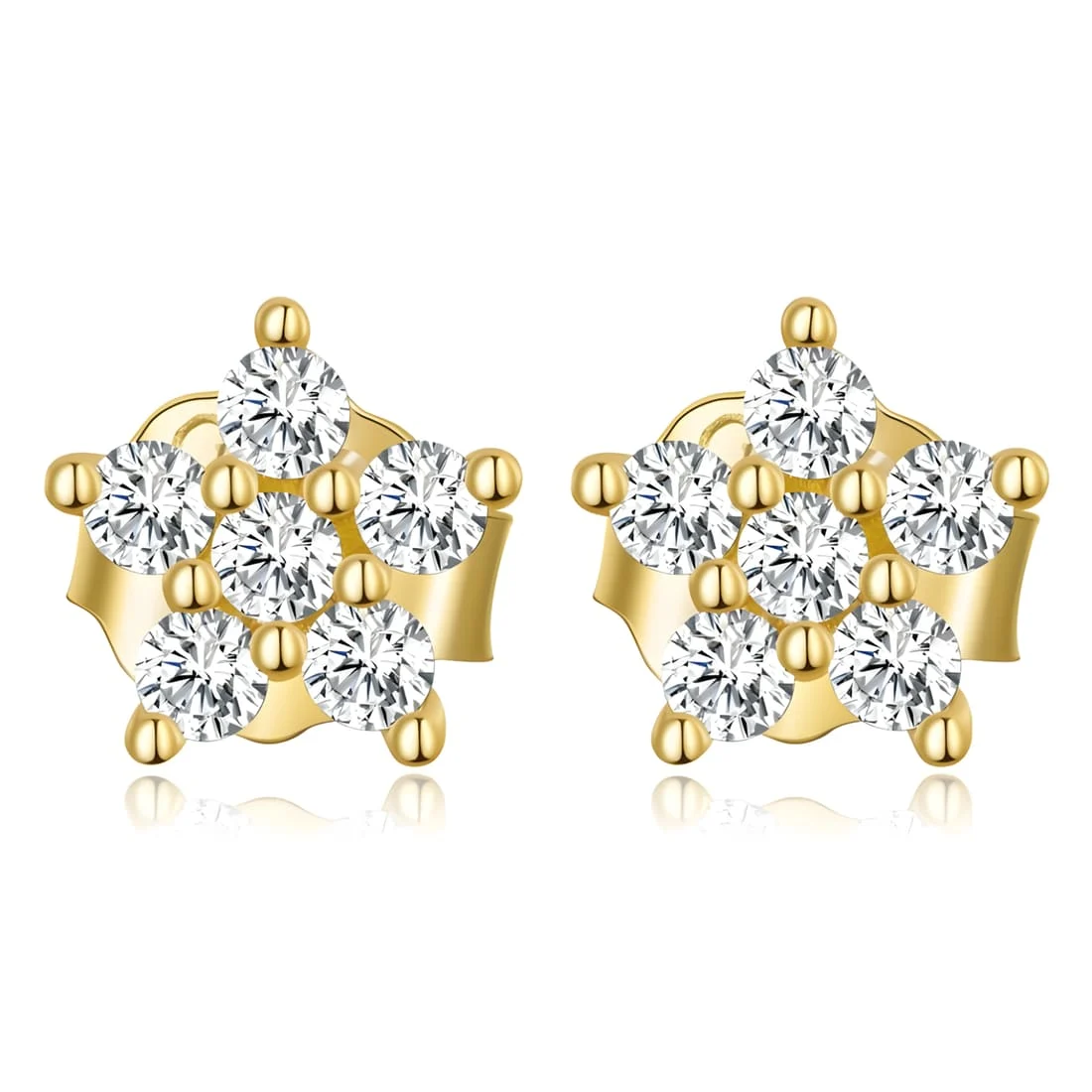 Pendientes de Botón Estrellas <myexti><span>Plata de Ley 925, chapada en oro amarillo, con circonitas</span></myexti>