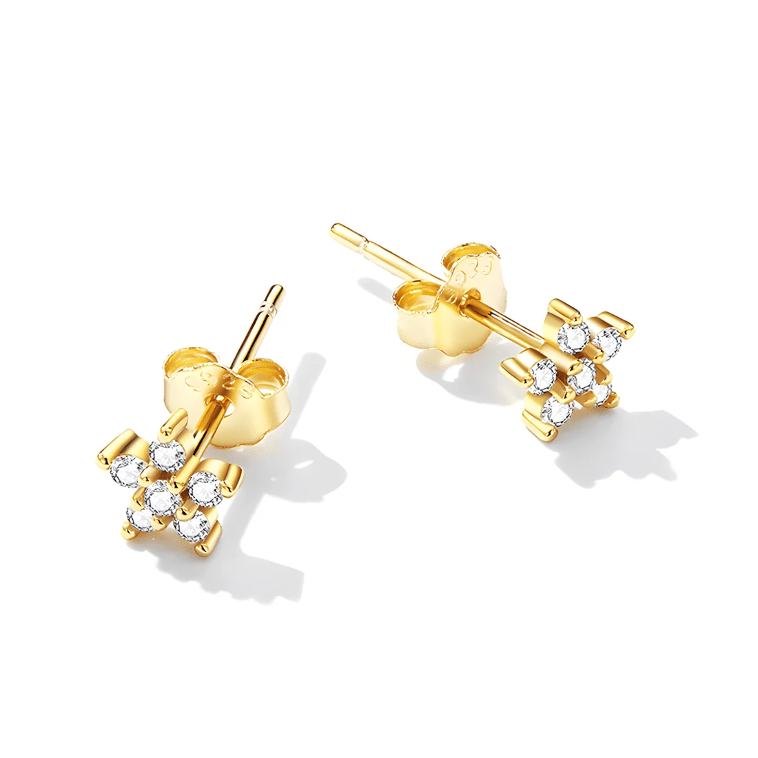 Pendientes de Botón Estrellas <myexti><span>Plata de Ley 925, chapada en oro amarillo, con circonitas</span></myexti> - Imagen 3
