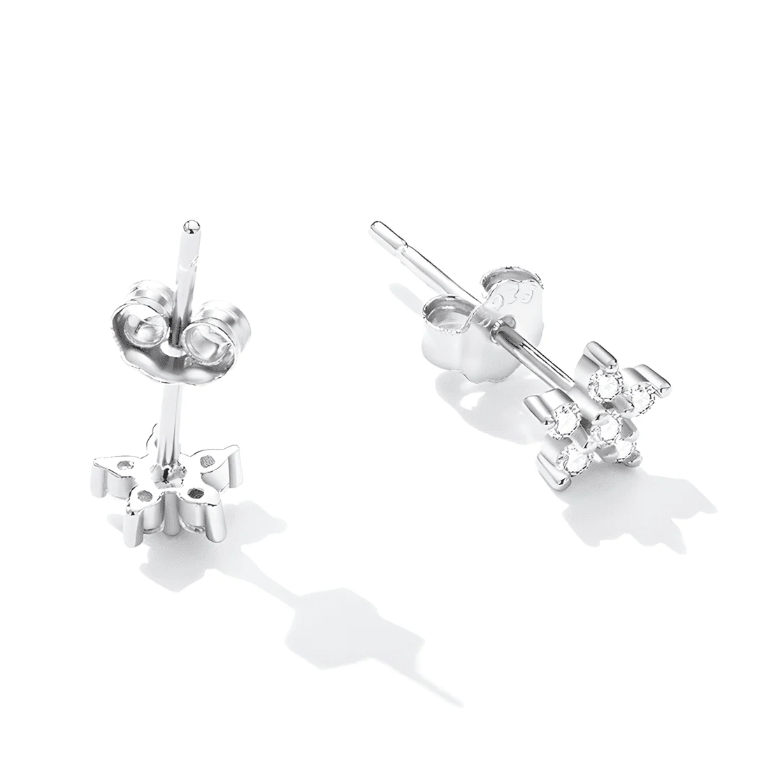 Pendientes de Botón Estrellas <myexti><span>Plata de Ley 925, chapada en oro blanco, con circonitas</span></myexti> - Imagen 3