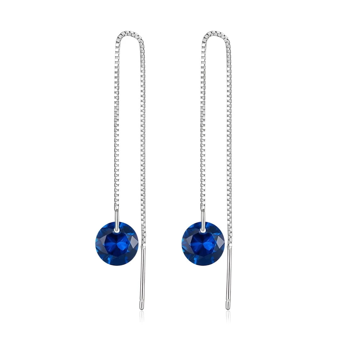 Pendientes de Cadena <myexti><span>Plata de Ley 925, chapada en oro blanco, con circonitas azules</span></myexti>