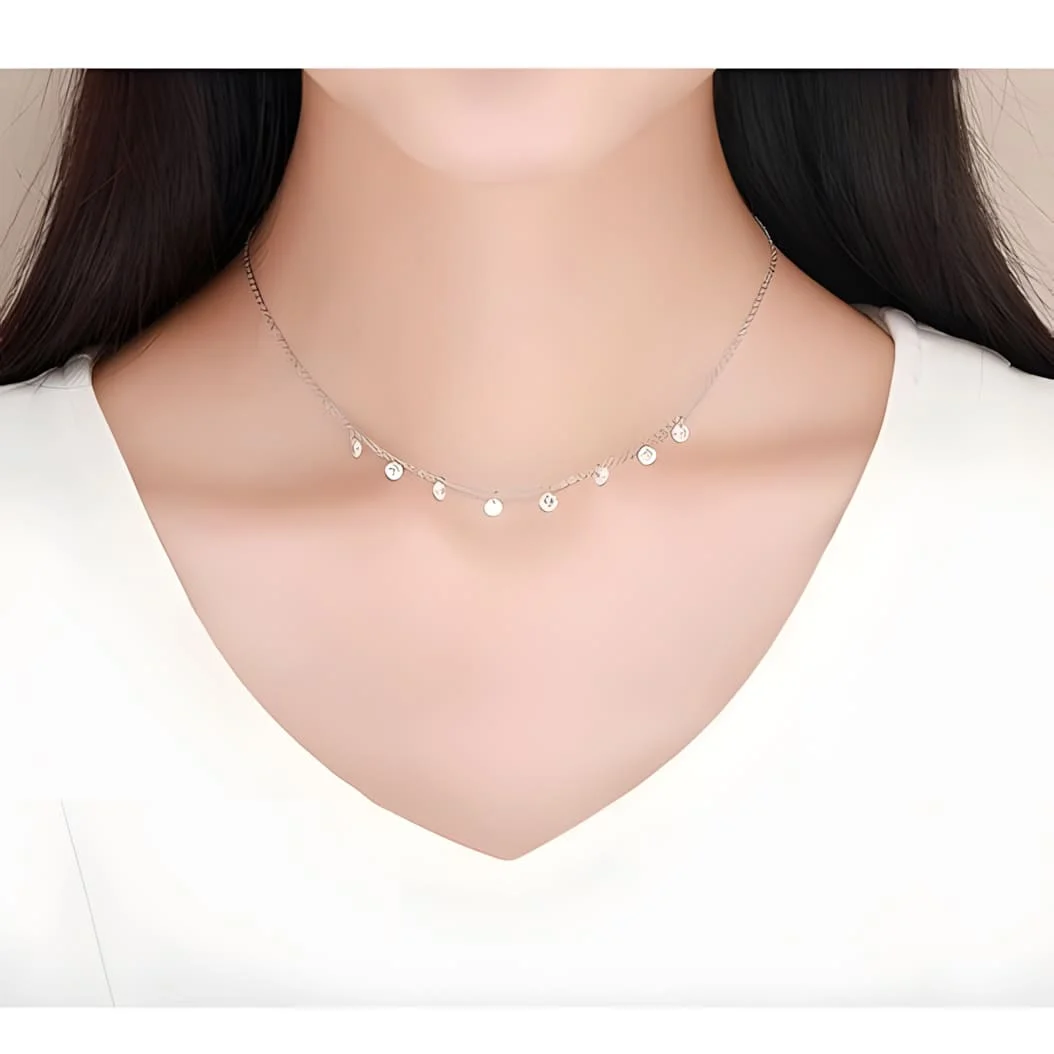 Collar Gotas Deslumbrantes <myexti><span>Plata de Ley 925, chapada en oro blanco, con colgantes de circonitas redondas</span></myexti> - Imagen 2