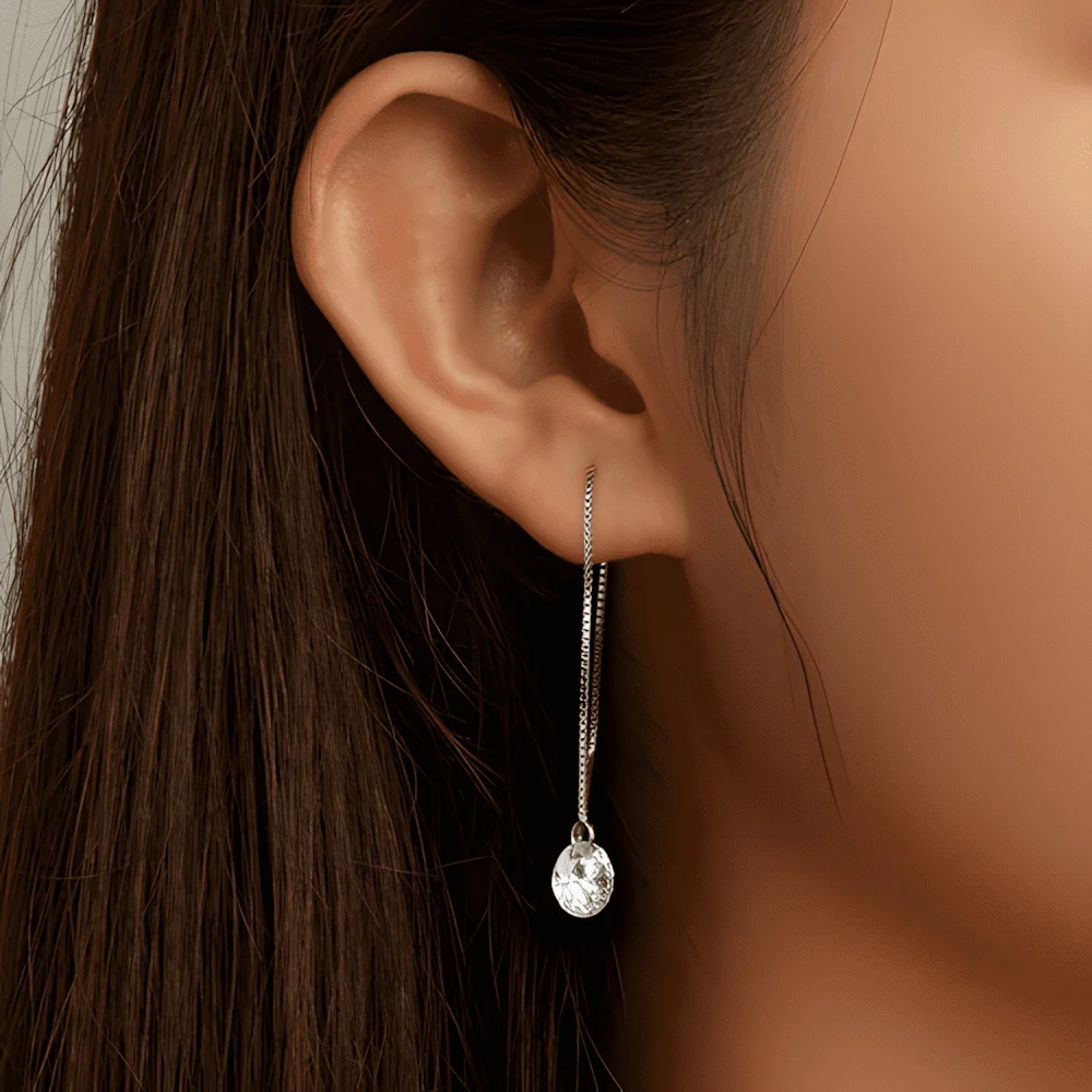 Pendientes de Cadena <myexti><span>Plata de Ley 925, chapada en oro blanco, con circonitas</span></myexti> - Imagen 2