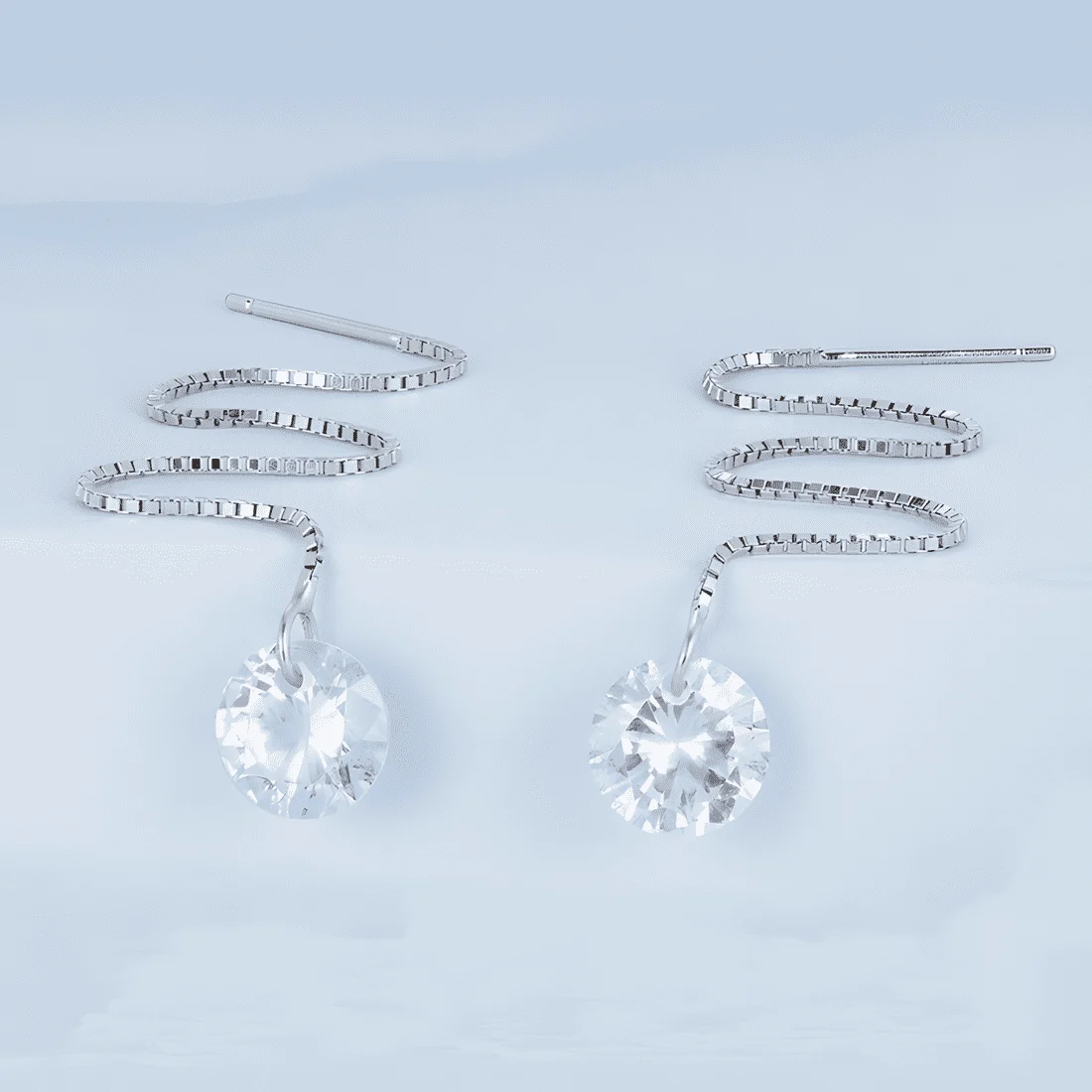 Pendientes de Cadena <myexti><span>Plata de Ley 925, chapada en oro blanco, con circonitas</span></myexti> - Imagen 3