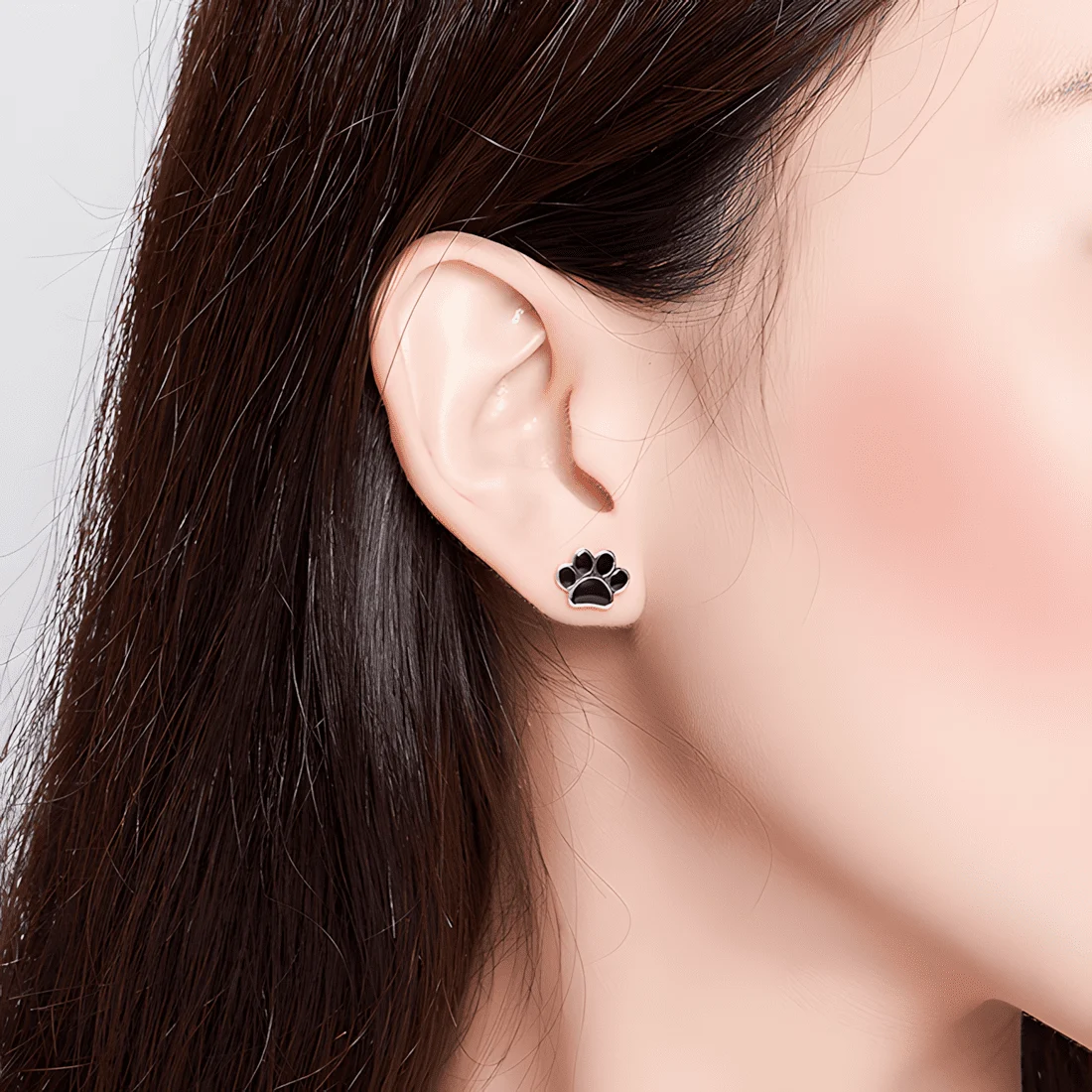 Pendientes de Botón Patas <myexti><span>Plata de Ley 925, chapada en oro blanco, con esmalte negro</span></myexti> - Imagen 2