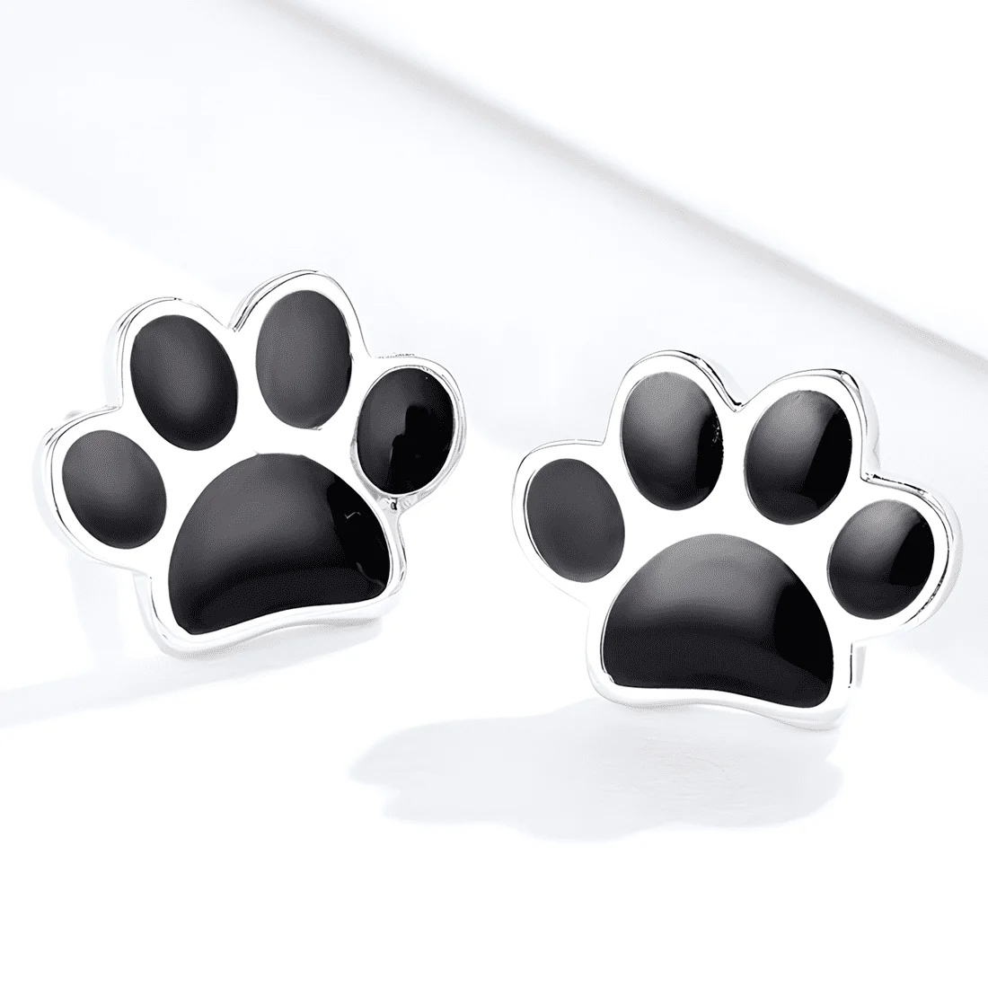 Pendientes de Botón Patas <myexti><span>Plata de Ley 925, chapada en oro blanco, con esmalte negro</span></myexti> - Imagen 3