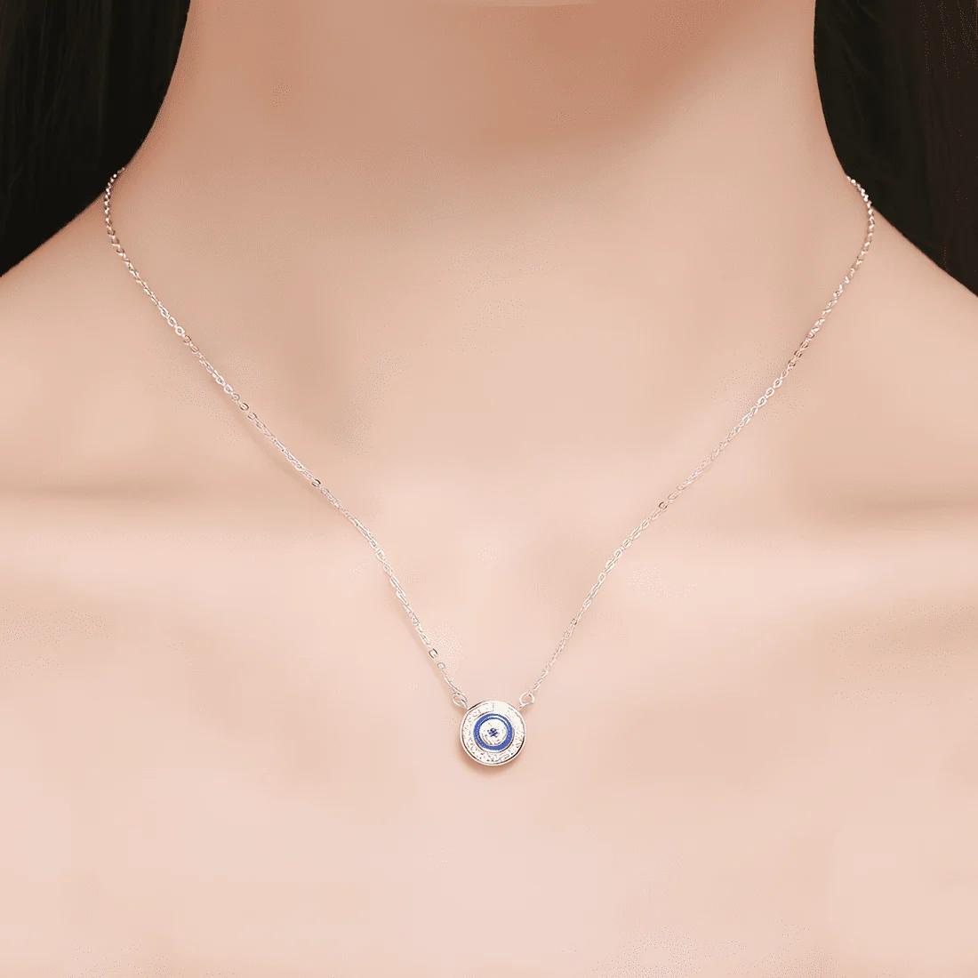 Collar Ojo de Alá <myexti><span>Plata de Ley 925, chapada en oro blanco, con circonitas y longitud ajustable</span></myexti> - Imagen 2