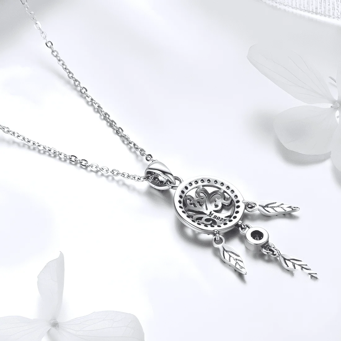 Collar Atrapasueños con Árbol de la Vida <myexti><span>Plata de Ley 925, chapada en oro blanco, con circonitas</span></myexti> - Imagen 4