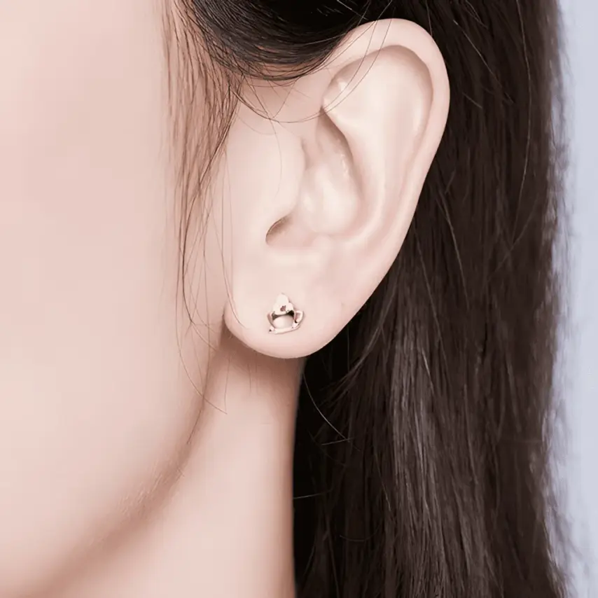 Pendientes de Botón Taza de Café <myexti><span>Plata de Ley 925, chapada en oro rosa, con circonitas</span></myexti> - Imagen 2