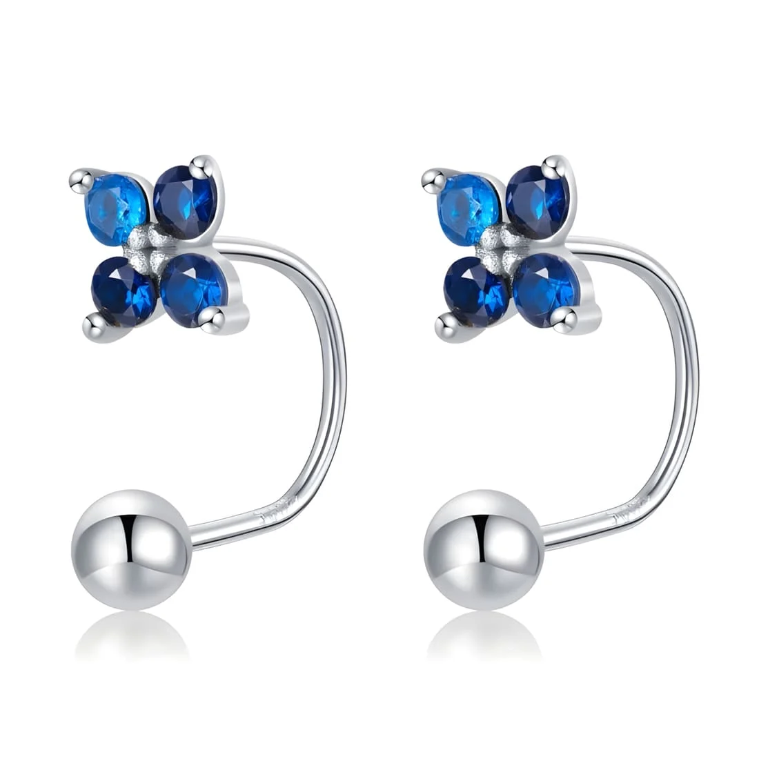Pendientes de Flores Azules <myexti><span>Plata de Ley 925, chapada en oro blanco, con circonitas azules</span></myexti>