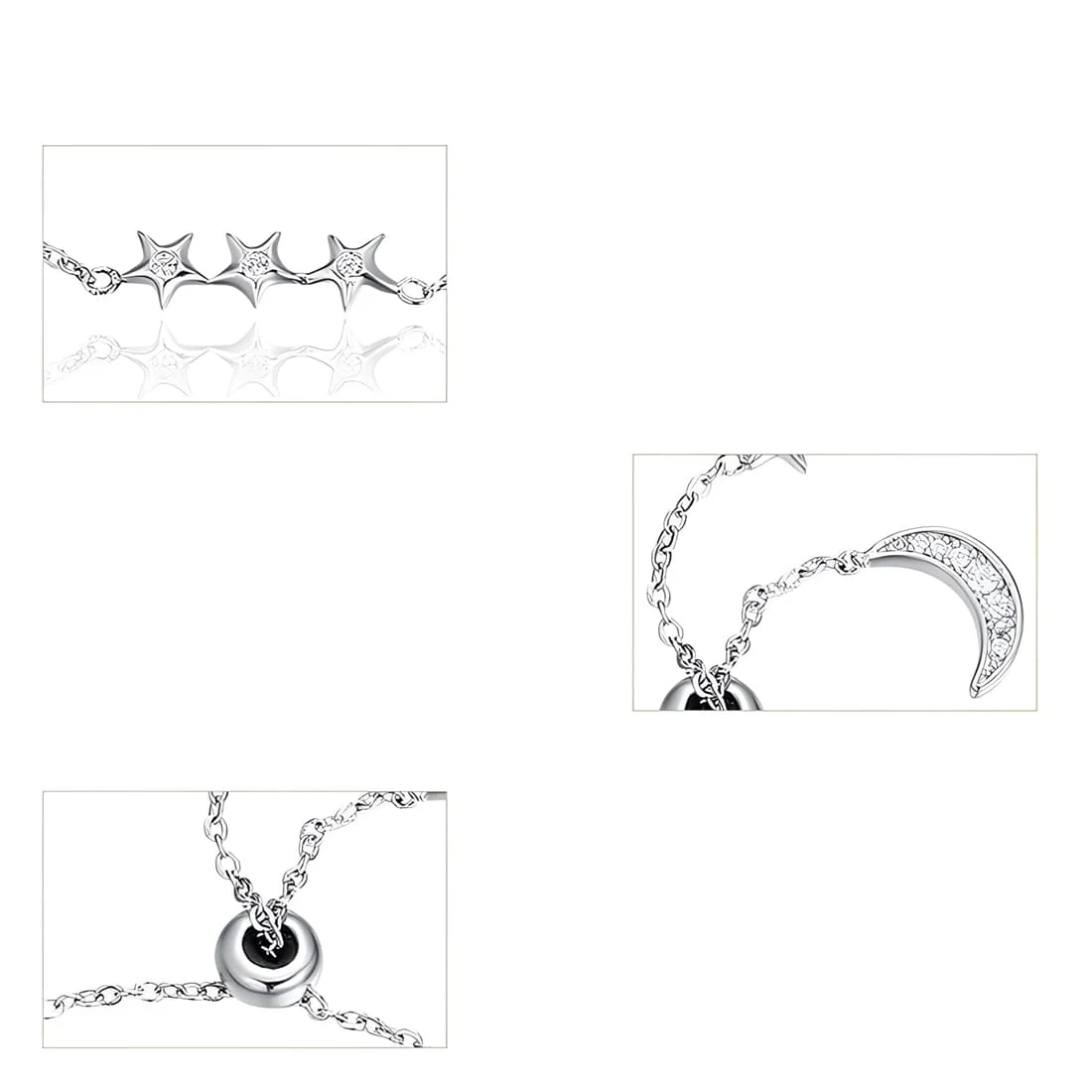 Pulsera Estrellas y Luna <myexti><span>Plata de Ley 925, chapada en oro blanco, con circonitas y longitud ajustable</span></myexti> - Imagen 6