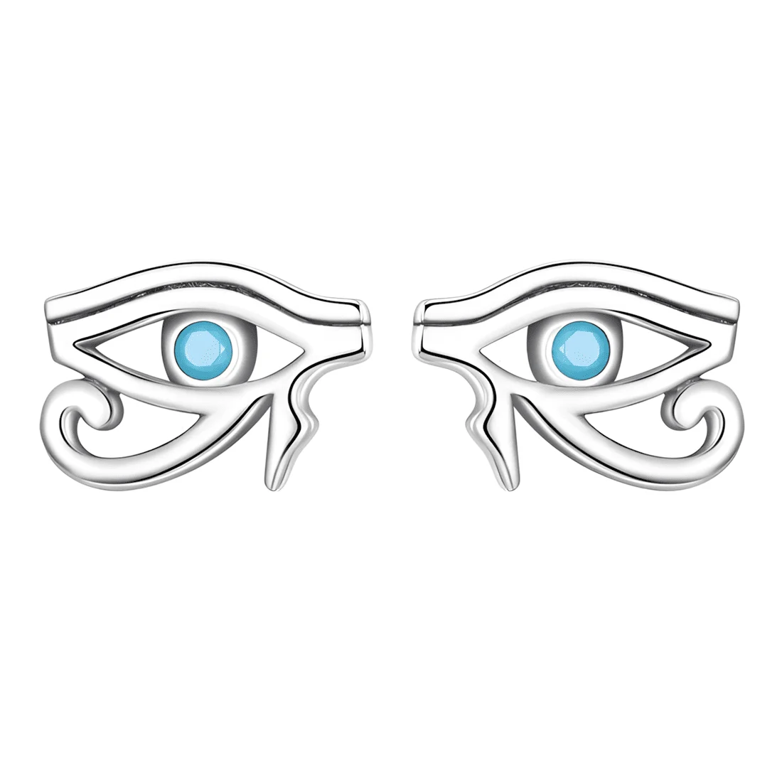 Pendientes de Botón Ojo de Horus <myexti><span>Plata de Ley 925, chapada en oro blanco, con circonitas azules</span></myexti>