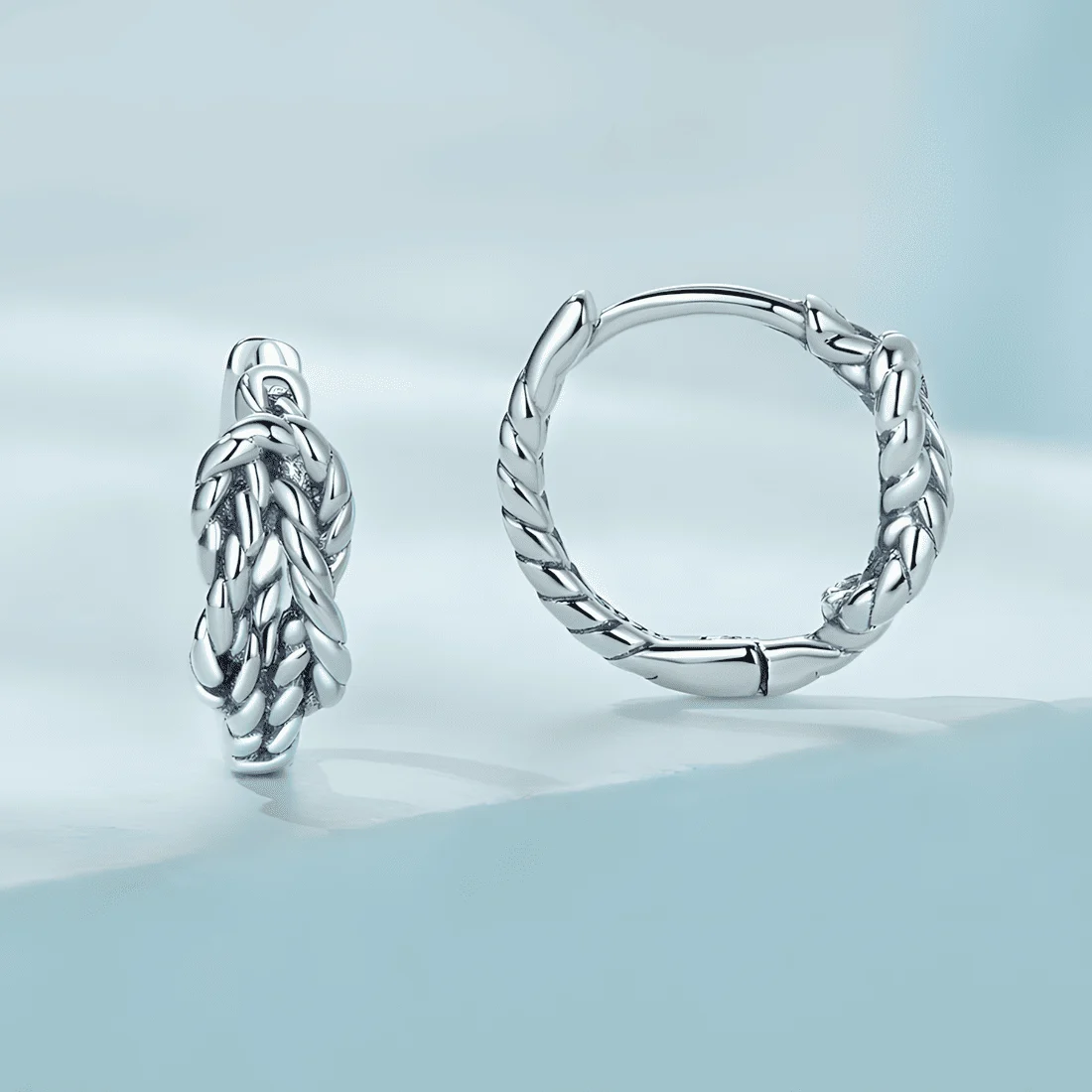 Pendientes de Aro Trenzado <myexti><span>Plata de Ley 925, chapada en oro blanco</span></myexti> - Imagen 3