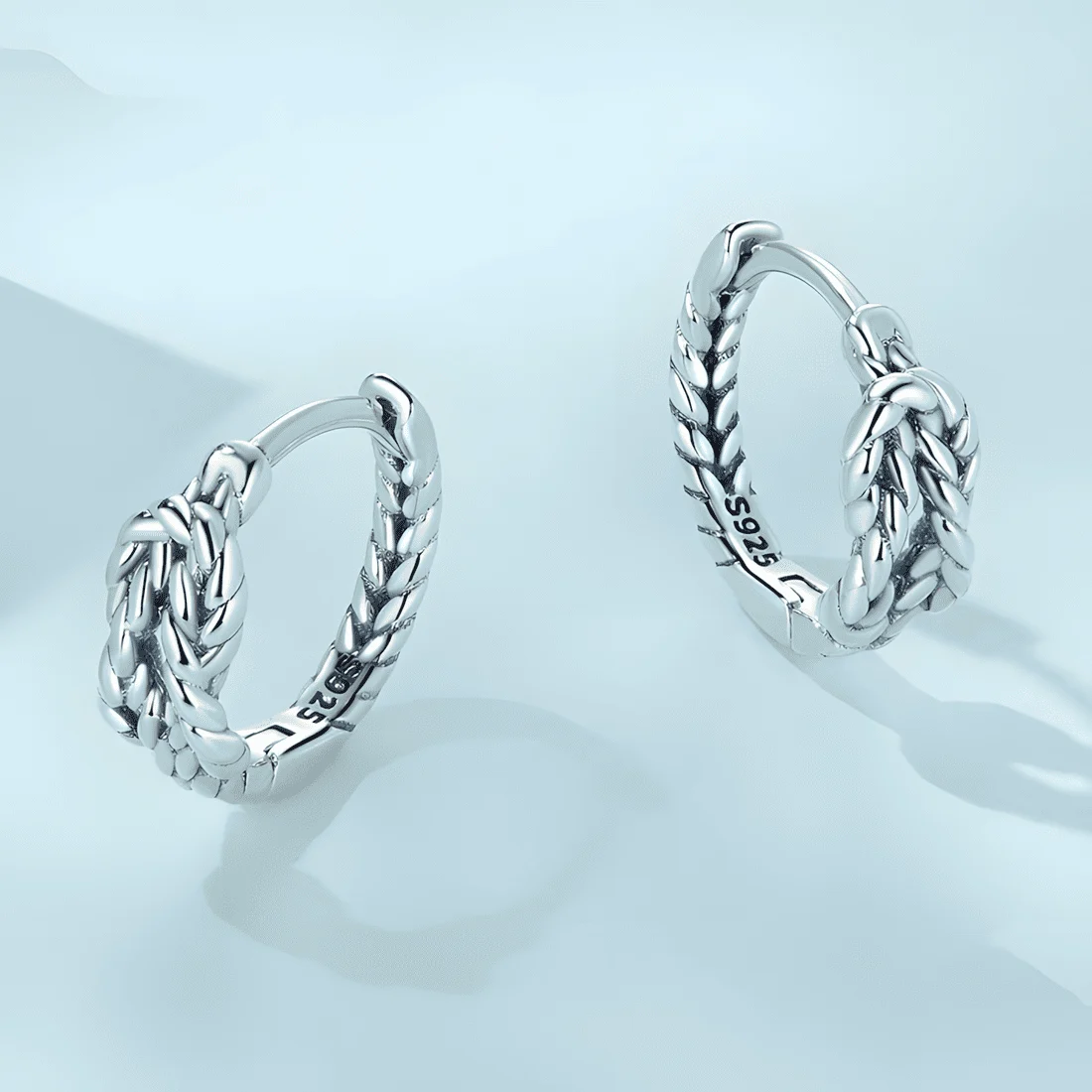 Pendientes de Aro Trenzado <myexti><span>Plata de Ley 925, chapada en oro blanco</span></myexti> - Imagen 4