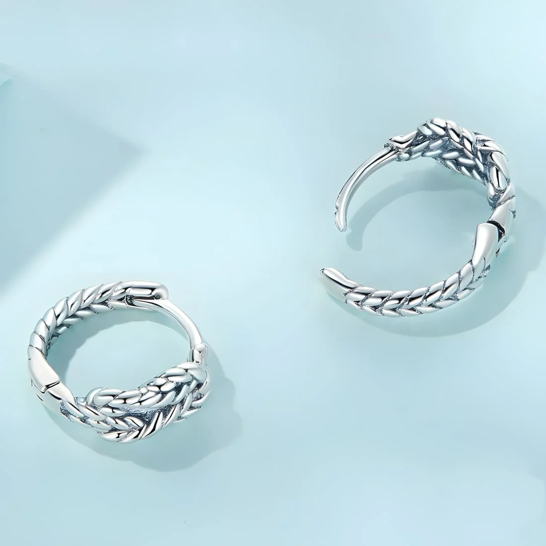 Pendientes de Aro Trenzado <myexti><span>Plata de Ley 925, chapada en oro blanco</span></myexti> - Imagen 5