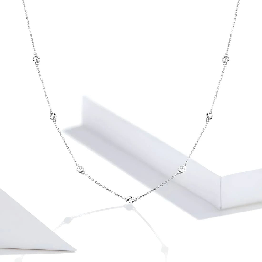 Collar con Engaste en Biseles <myexti><span>Plata de Ley 925, chapada en oro blanco, con circonitas engastadas en bisel</span></myexti> - Imagen 3