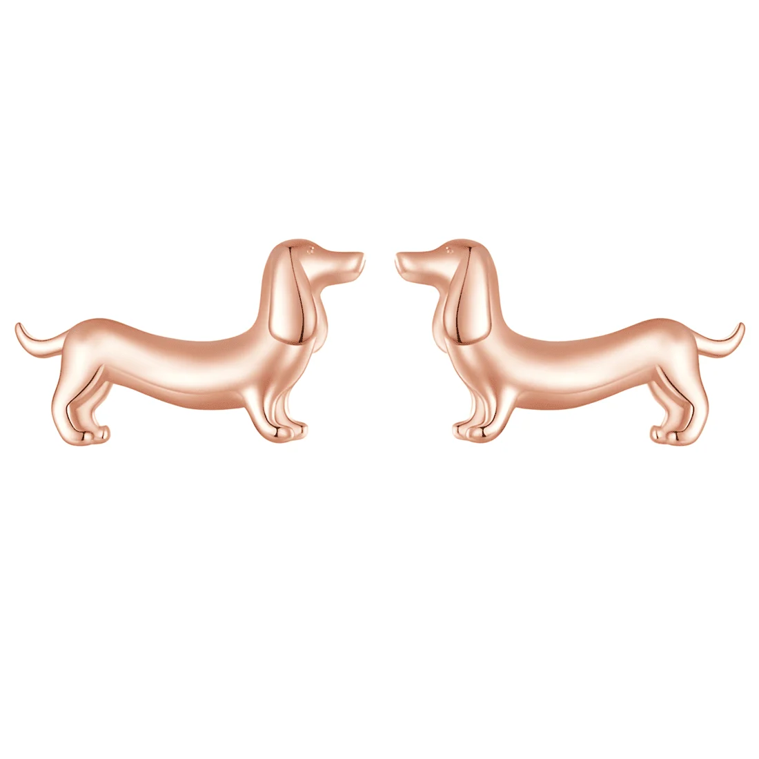 Pendientes de Perro Salchicha <myexti><span>Plata de Ley 925, chapada en oro rosa</span></myexti>