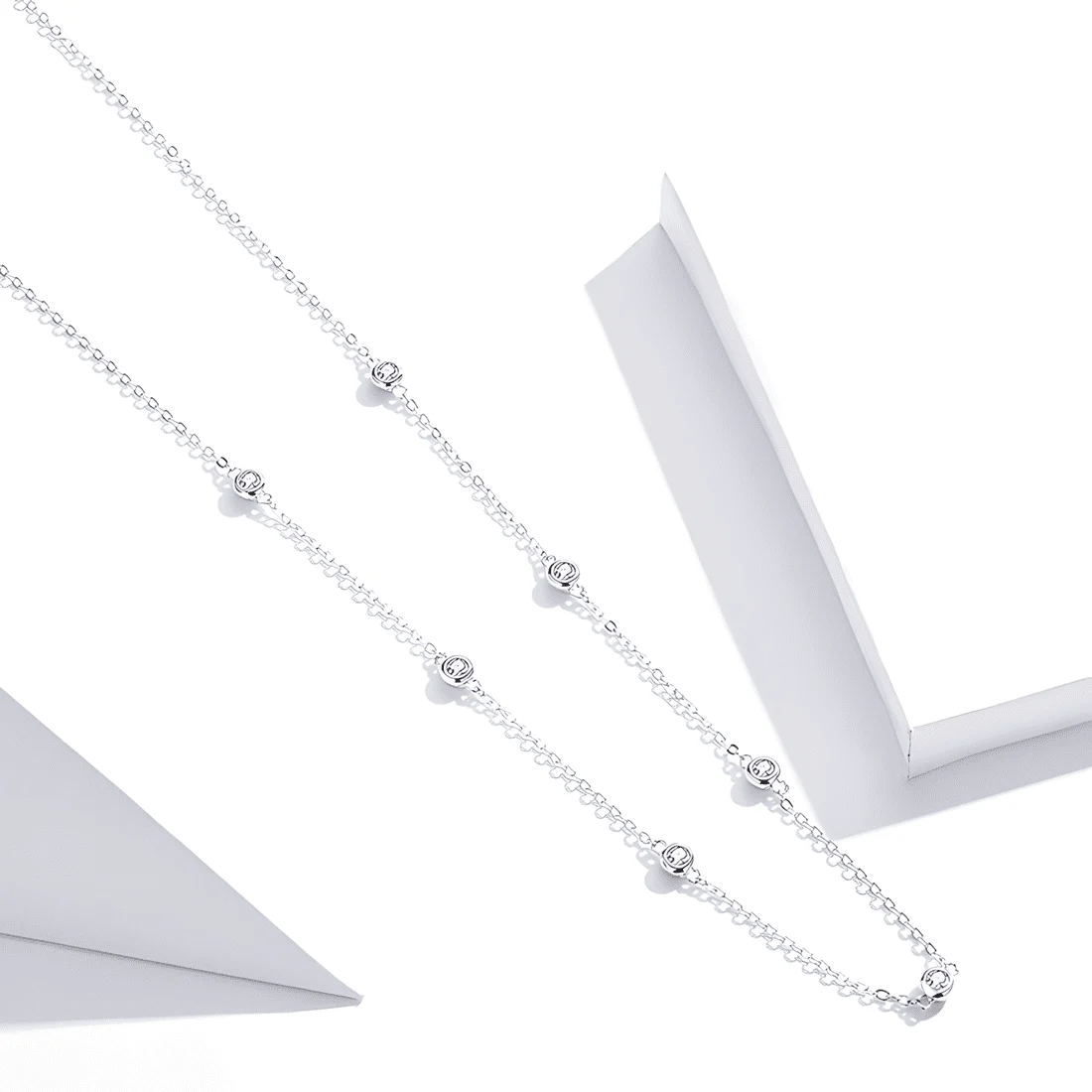 Collar con Engaste en Biseles <myexti><span>Plata de Ley 925, chapada en oro blanco, con circonitas engastadas en bisel</span></myexti> - Imagen 6