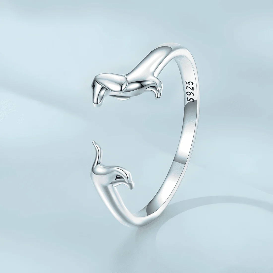 Anillo de Perro Salchicha <myexti><span>Plata de Ley 925, chapada en oro rosa - ajustable</span></myexti> - Imagen 4