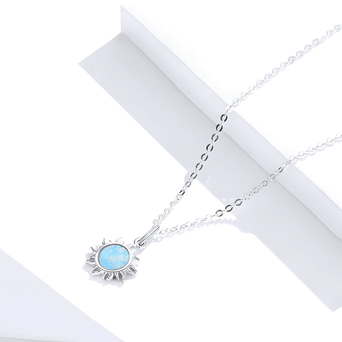 Collar de Sol <myexti><span>Plata de Ley 925, chapada en oro blanco, con ópalo en forma redonda y longitud ajustable</span></myexti> - Imagen 4